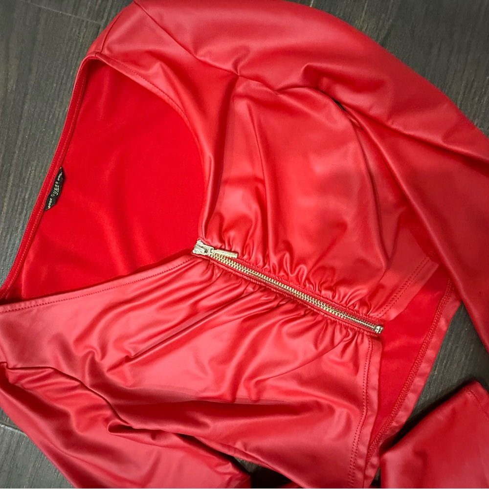 Guess Vibrant Red Leather Jacket